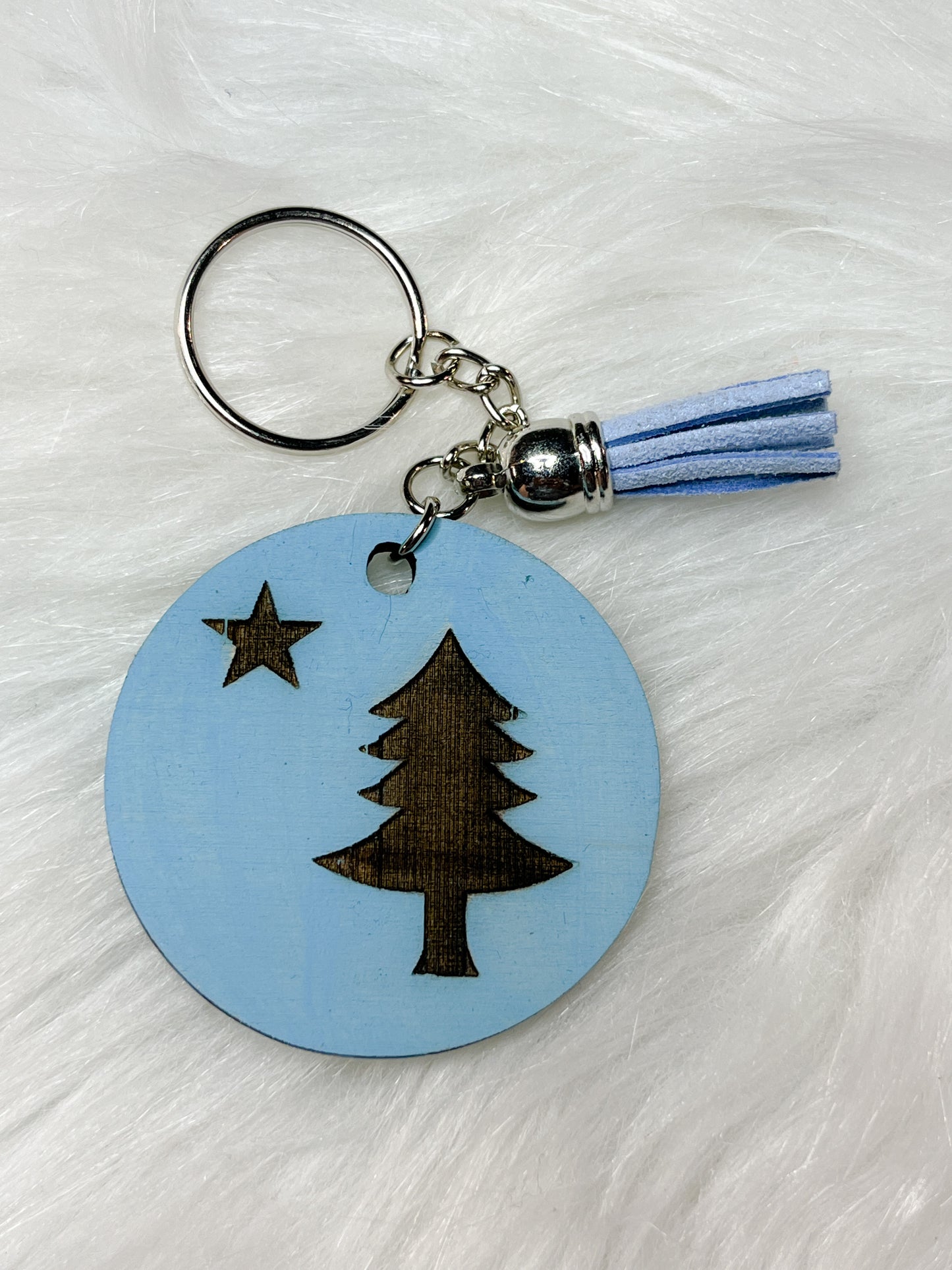 Maine 1901 Flag wooden keychain