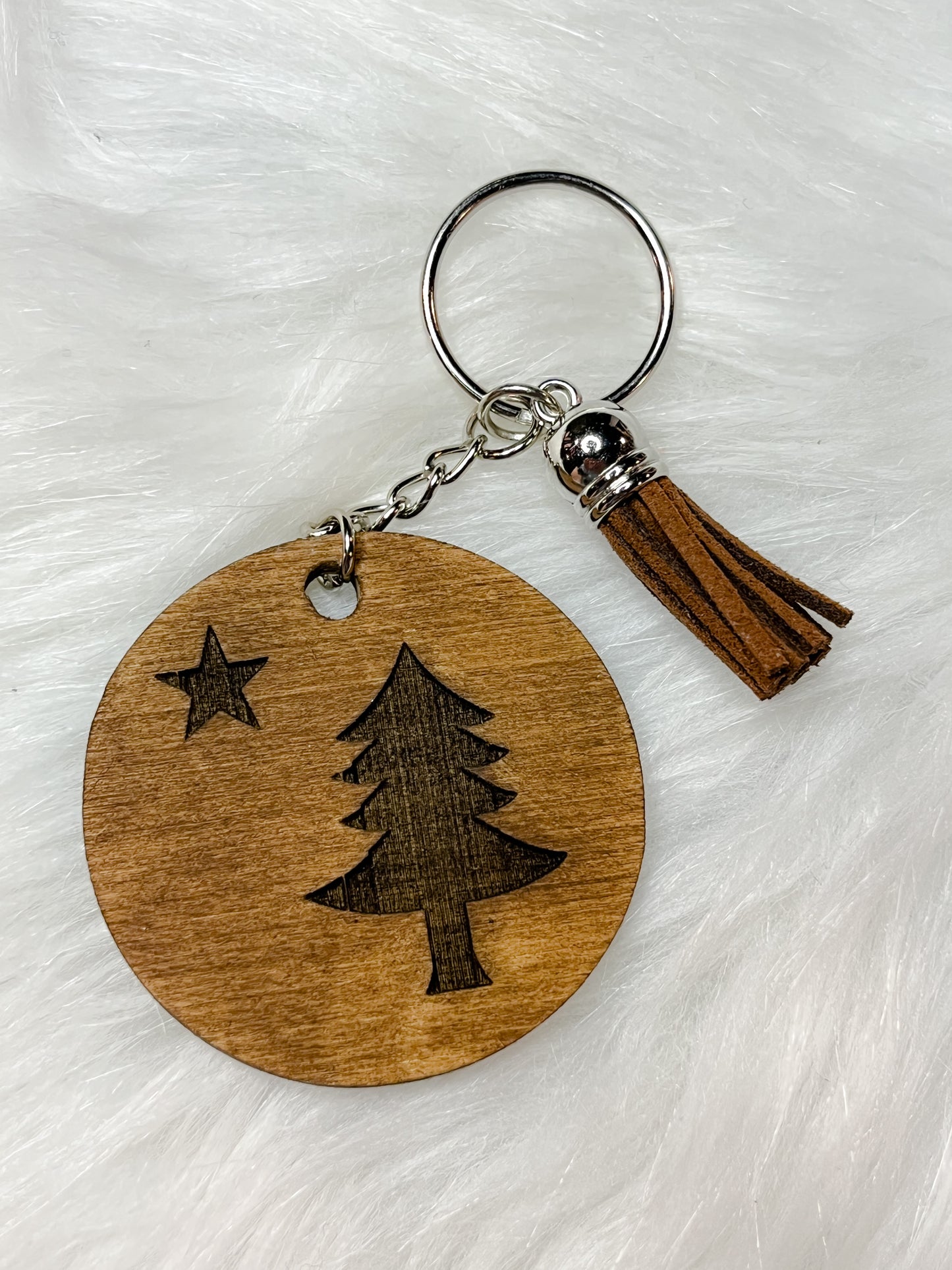 Maine 1901 Flag wooden keychain